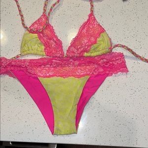 Pink/yellow Beach Bunny Bikini used
